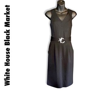 Woman's White House Black Market Dress,Black Sleeveless Quarter Length Dress